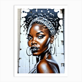 Graffiti Mural Of Beautiful Black Woman 404 Art Print