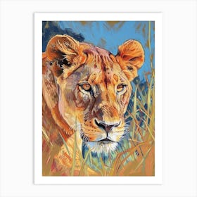 Masai Lion Lioness On The Prowl Fauvist Painting 4 Art Print
