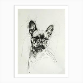 French Bulldog Charcoal Line 3 Art Print