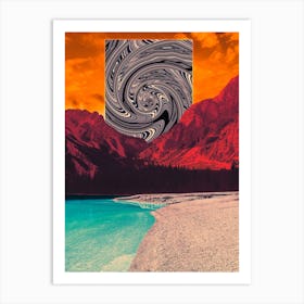 Portal Glitch Landscape Collage Art Print
