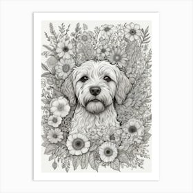 Dog In Flowers Art Print