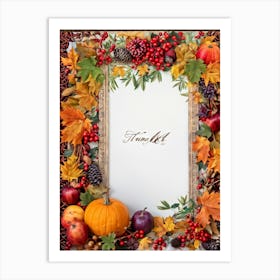 Calligraphy Of Thankful Ensconced In An Elaborate Vintage Style Frame Weaving Through A Tapestry (1) 2 Art Print