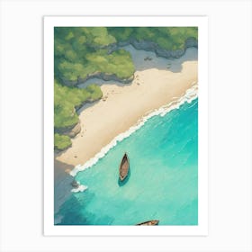 Two Boats On A Beach Art Print