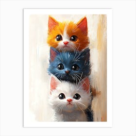 Cute Cats Stacked Together 11 Art Print