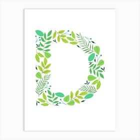 Leafy Letter D Art Print