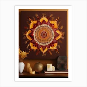 Distinctive boho art.Golden Harvest Mandala.1 Art Print