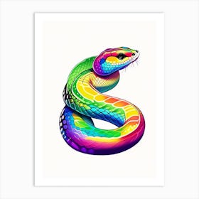 Brazilian Rainbow Boa Tattoo Style Art Print