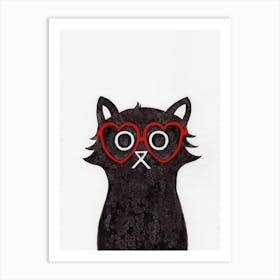 Heart Specs Cat Art Print