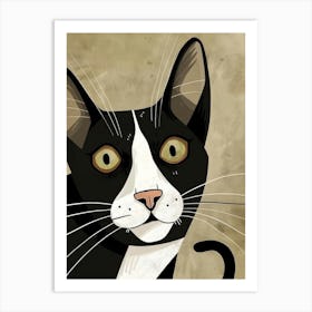 Black And White Cat 32 Art Print