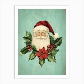 Santa Claus With Holly Art Print