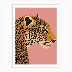Jungle Safari Leopard on Pink Art Print