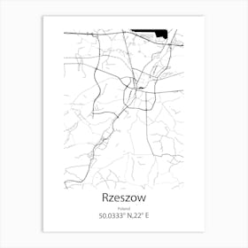 Rzeszow,Poland Minimalist Map Art Print