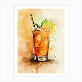 Cocktail Watercolour Inspired 4 Art Print