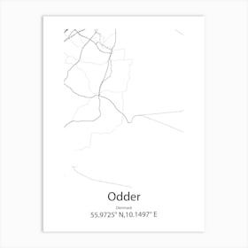 Odder,Denmark Minimalist Map Art Print