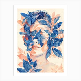 Woman With Leaves On Her Face 6 Art Print