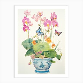 Orchids And Butterflies 2 Art Print