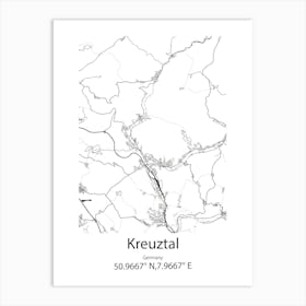 Kreuztal,Germany Minimalist Map Art Print