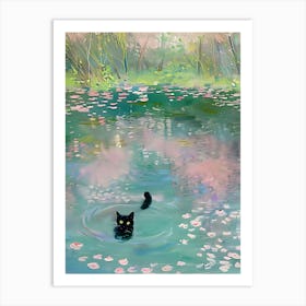 Cat In The Pond 1 Art Print