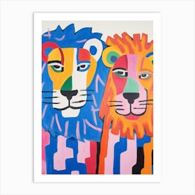 Colourful Kids Animal Art Lion 12 Art Print