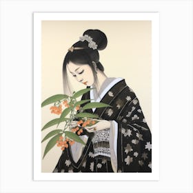 Suzuran Lily Of The Valley 2 Vintage Japanese Botanical And Geisha Art Print