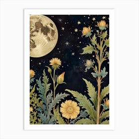 Moon And Flower 1 Style William Morris Art Print