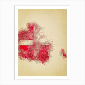 Denmark Flag Vintage Art Print