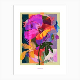 Geranium 2 Neon Flower Collage Poster Art Print