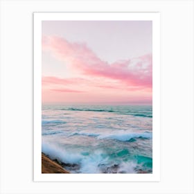 Chesil Beach, Dorset Pink Photography 2 Art Print