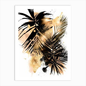 Gold And Black Palm Leaves 10 Art Print