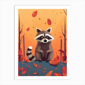 Raccoon Cute Illustration 2 Art Print