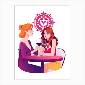 Women Drinking Wine Art Print