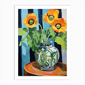 Flowers In A Vase Still Life Painting Poppy 1 Art Print