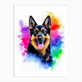 German Shepherd Rainbow Oil Painting Dog Art Print