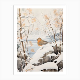 Winter Bird Painting Hermit Thrush 2 Art Print