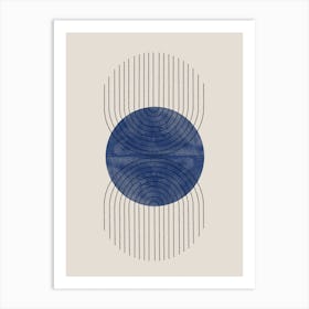 Blue Moon Minimal Graphic Simple Japanese Style Art Print