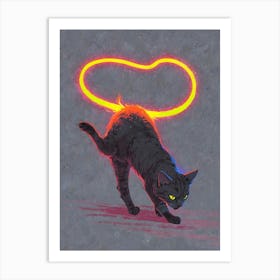 Cat With Neon Ring Art Print