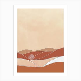 Mount Ossa Australia Color Line Drawing (7) Art Print
