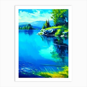 Crystal Clear Blue Lake Landscapes Waterscape Impressionism 3 Art Print