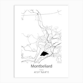 Montbeliard,France Minimalist Map Art Print