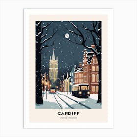 Winter Night  Travel Poster Cardiff United Kingdom 1 Art Print