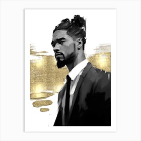 Black Man with Gold Abstract 6 Art Print