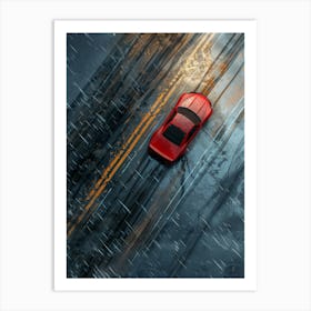 Car Driving In The Rain 2 Art Print