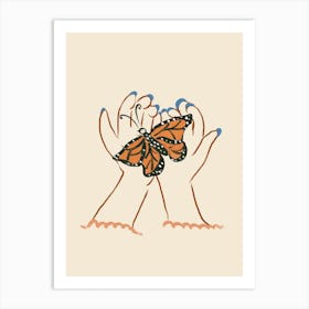 Butterfly In Hand Art Print