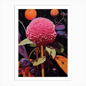 Surreal Florals Globe Amaranth 2 Flower Painting Art Print