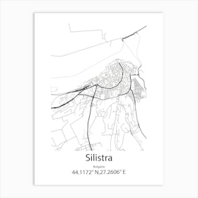 Silistra,Bulgaria Minimalist Map Art Print