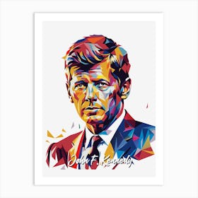 John F Kennedy 1 Portrait WPAP Pop Art Art Print