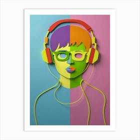 Boy With Headphones 1 Art Print