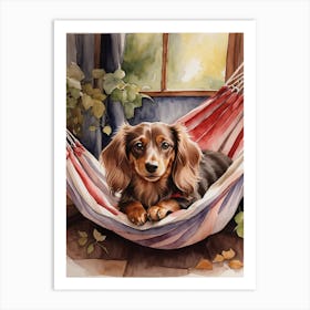 Dachshund In Hammock 1 Art Print