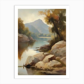 Forest Lake,Vintage Oil Painting,Farm Wall Decorations,Vintage Landscape,Vintage Landscape Oil Painting.23 Art Print