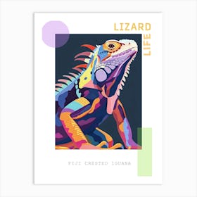 Fiji Crested Iguana Abstract Modern Illustration 2 Poster Art Print